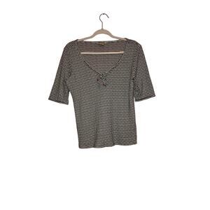 Lucky Brand black and white striped knit top size large